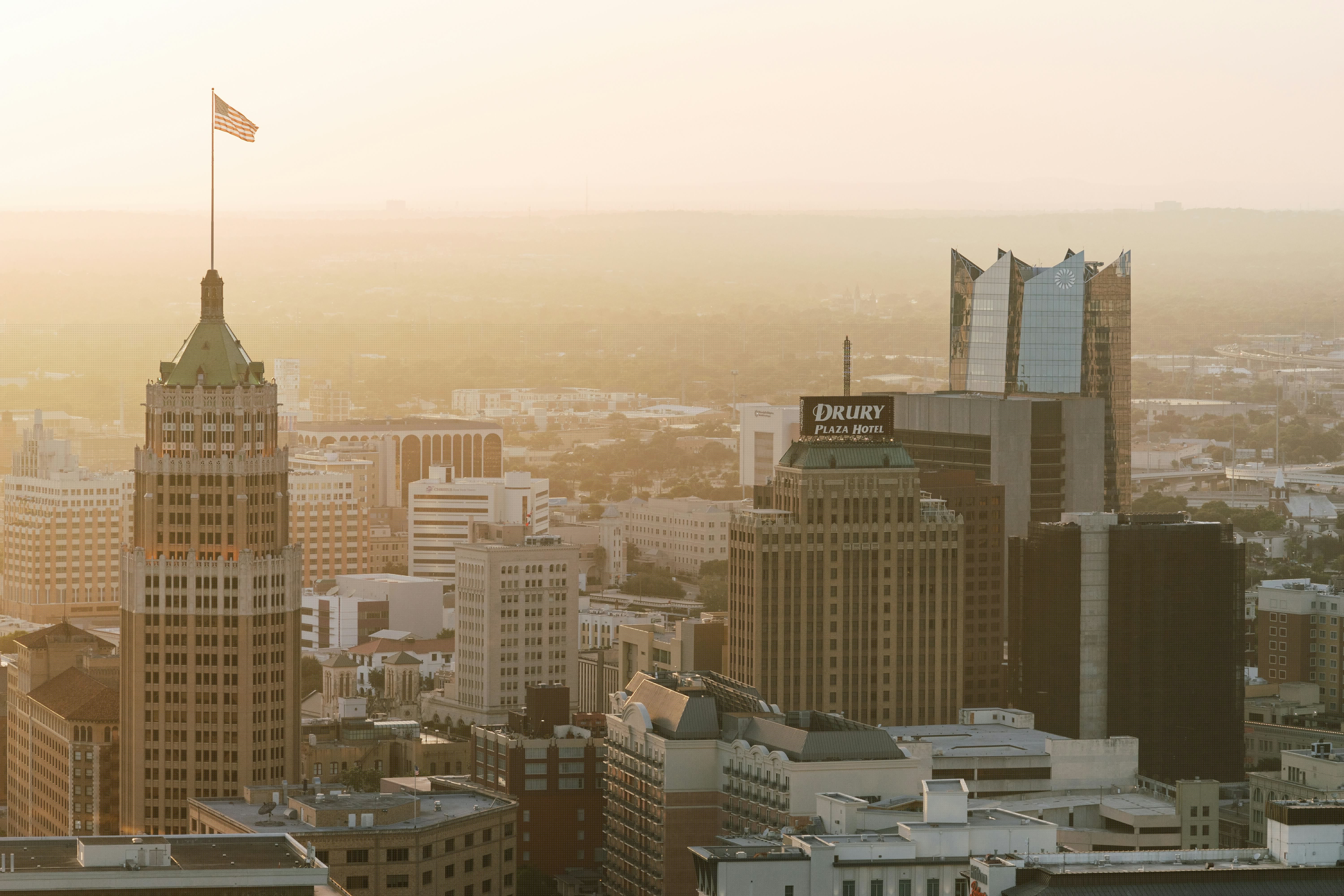 San Antonio skyline and Tower of the Americas seen across the city